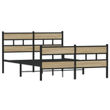 Metal Bed Frame without Mattress Sonoma Oak 140x200 cm