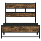 Metal Bed Frame without Mattress Smoked Oak 75x190 cm Small Single