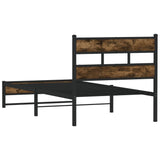 Metal Bed Frame without Mattress Smoked Oak 75x190 cm Small Single
