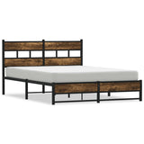 Metal Bed Frame without Mattress Smoked Oak 140x200 cm