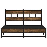Metal Bed Frame without Mattress Smoked Oak 140x200 cm