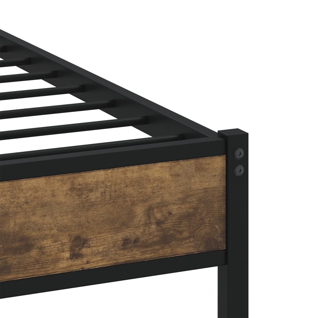 Metal Bed Frame without Mattress Smoked Oak 140x200 cm