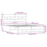 Metal Bed Frame without Mattress Smoked Oak 140x200 cm