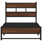Metal Bed Frame without Mattress Brown Oak 100x190 cm