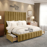 Aero Wingback Divan Bed With Drawer Storage - Heavenlybeds