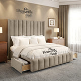 Aero Wingback Divan Bed With Drawer Storage - Heavenlybeds
