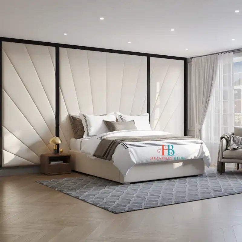 Barcelona 3 Piece Wall Panels + 5ft Kingsize Cream Velvet Heavenlybeds