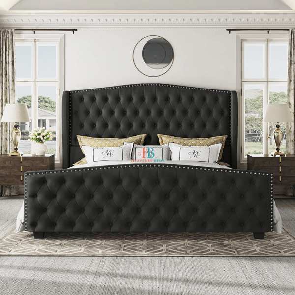 Riley Luxury Curved Wingback Bed Frame