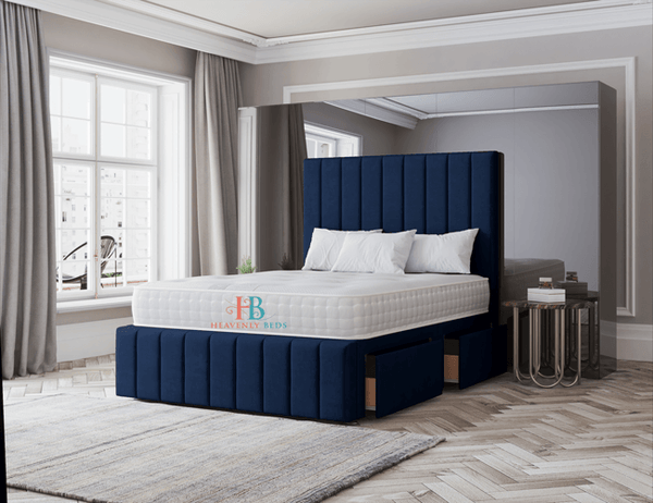 Flora Luxury Divan Bed Blue Plush velvet