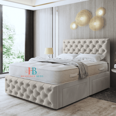 Laila Chesterfield Divan Bed With Button Footboard - Heavenlybeds