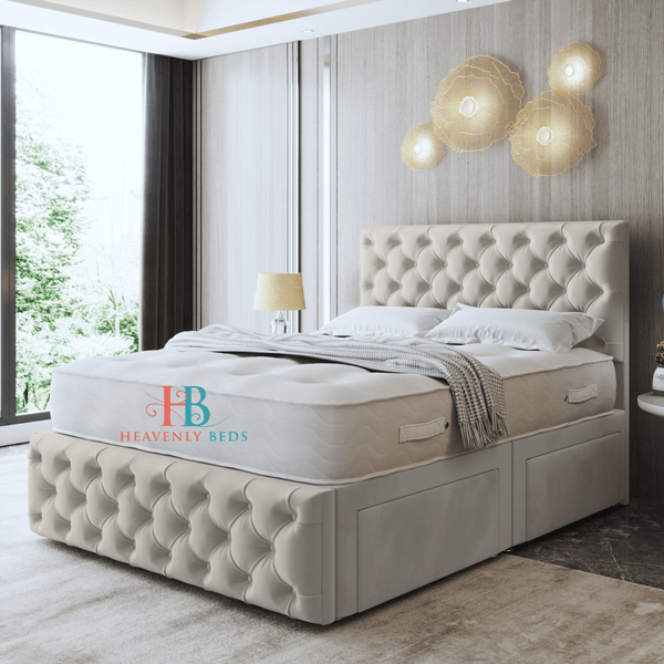 Laila Chesterfield Divan Bed With Button Footboard