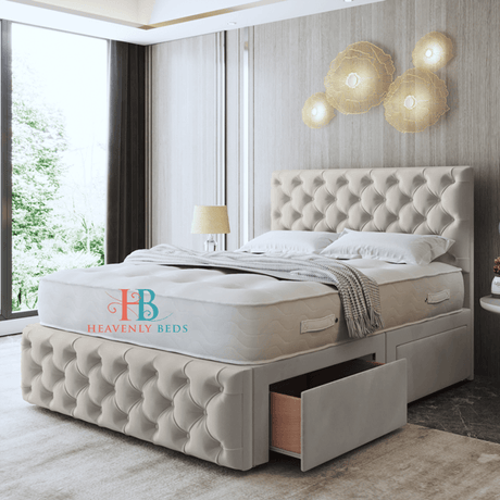 Laila Chesterfield Divan Bed With Button Footboard - Heavenlybeds
