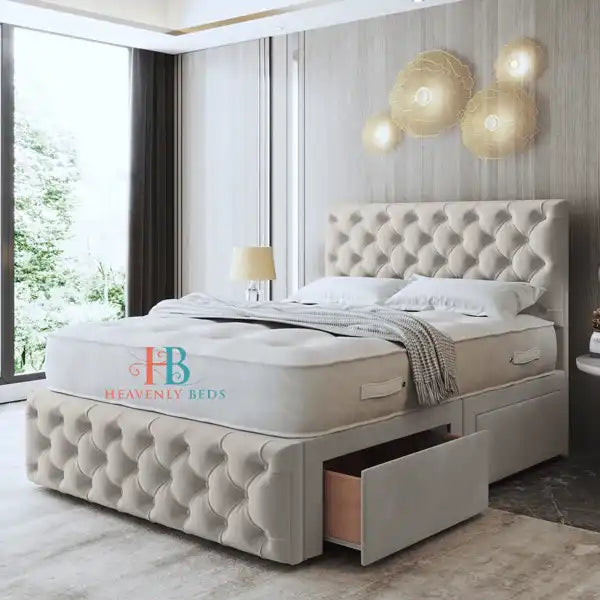 Laila Chesterfield Divan Bed With Button Footboard