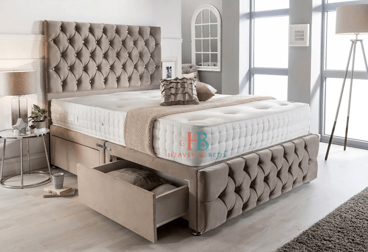 April Chesterfield Divan Bed With Buttoned Footboard