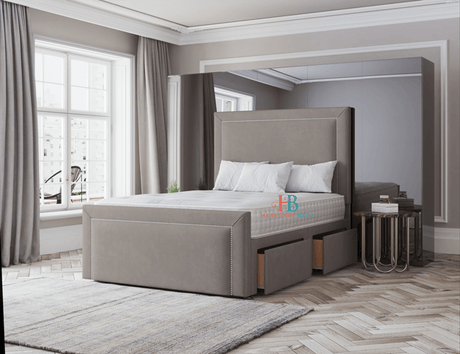 Harper Velvet Divan Bed Available With Storage Options - Heavenlybeds