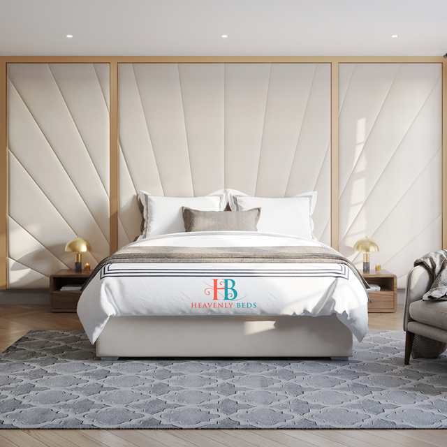 gold wall panel bed in cream