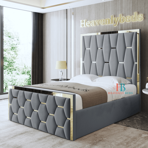 Honeycomb Bed Frame Available With Gold/Chrome Design - Heavenlybeds