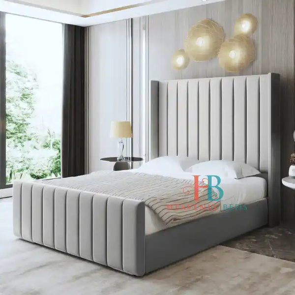 Charlie Panel Upholstered Wing Bed Frame - Heavenlybeds