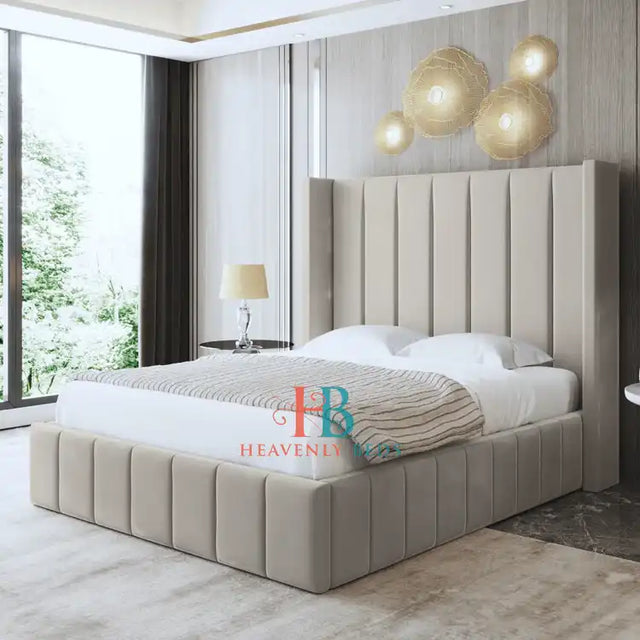 Morgan Full Panel Wingback Bed Frame - Heavenlybeds