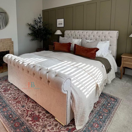 grey sleigh bed with storage kingsize 5ft