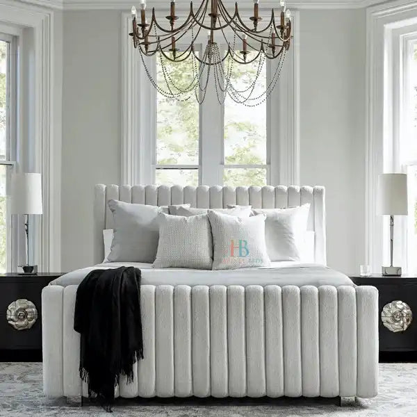 Teddy Fabric Panel Bed Frame - 54" high headboard