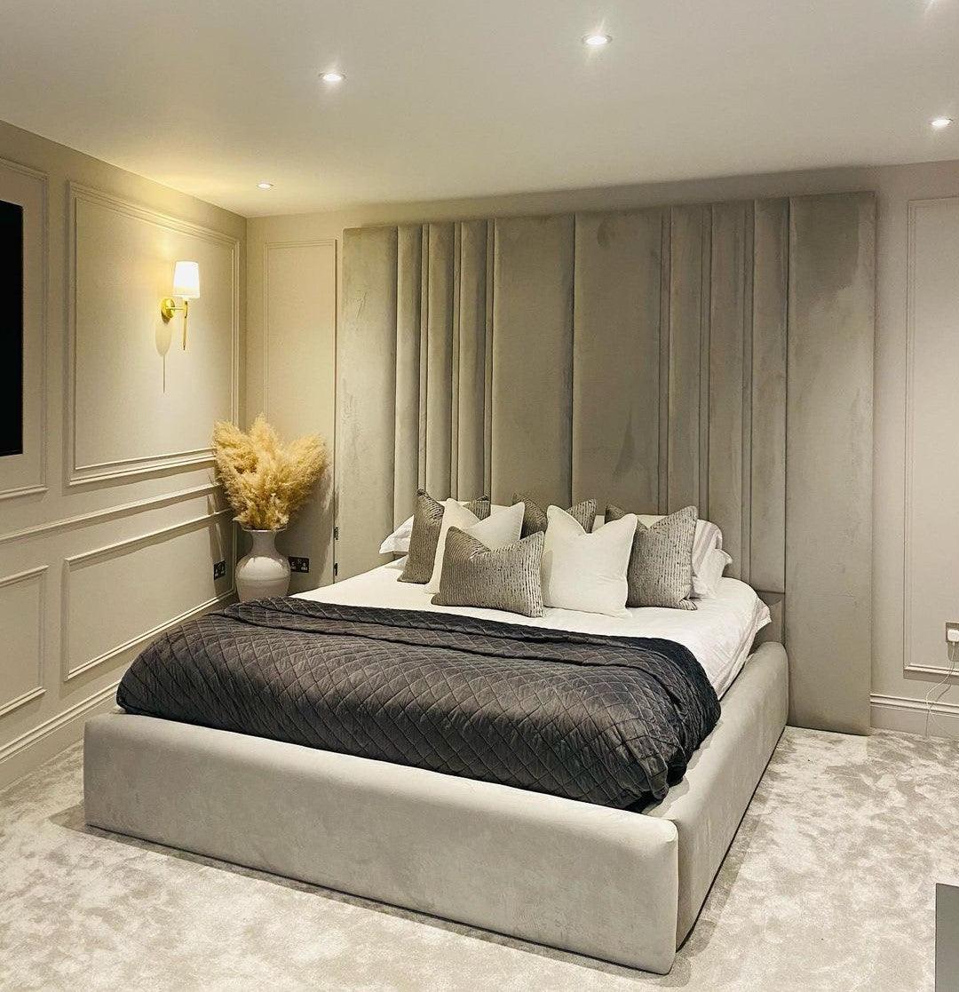 Nova Oversized Tall Headboard - 5ft Kingsize - Cream Velvet – Heavenlybeds