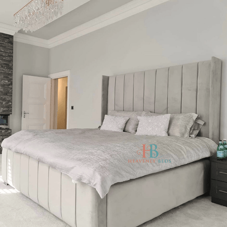 Bed Frame With High Footboard | Wingback Storage Bed With Drawers