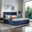 Penny Navy Blue Panel Bed Frame Available in 25+ Colours