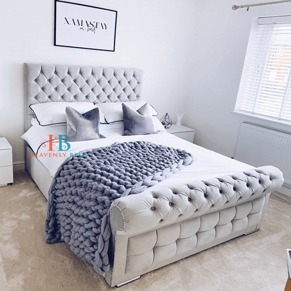 Rowen Sleigh Scroll Bed Frame - Heavenlybeds