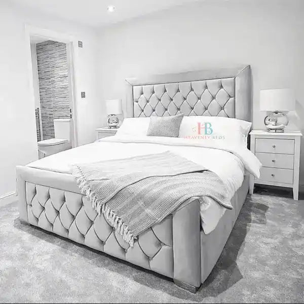 Anne Buttoned Storage Bed Frame Choose Your Base Height - Heavenlybeds