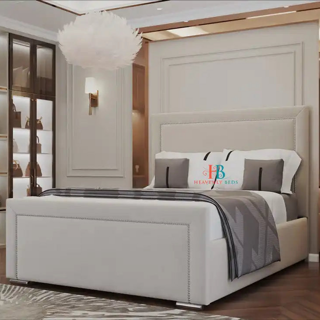 Maxine Studded Storage Bed Frame Choose Your Base Height - Heavenlybeds
