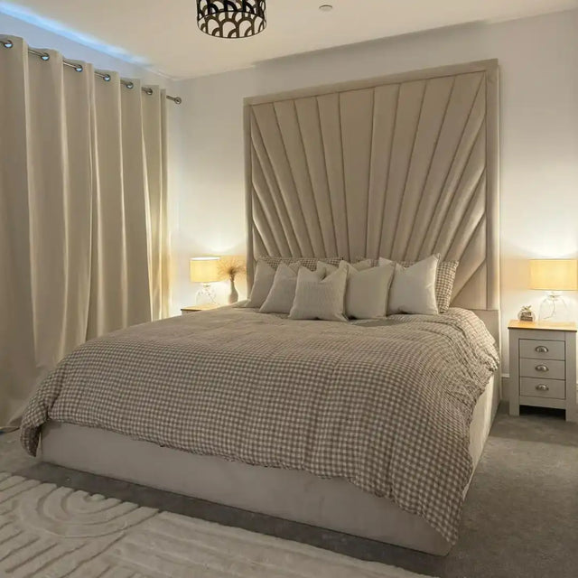 Paige Luxury Bed Frame Pictured With 80" Tall Headboard - Heavenlybeds