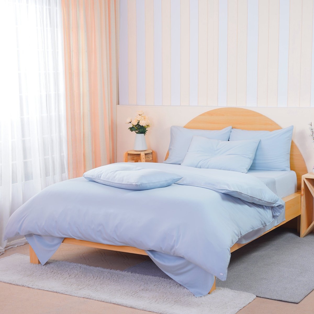 Ackly Bamboo Sky Blue Full Bedding Set