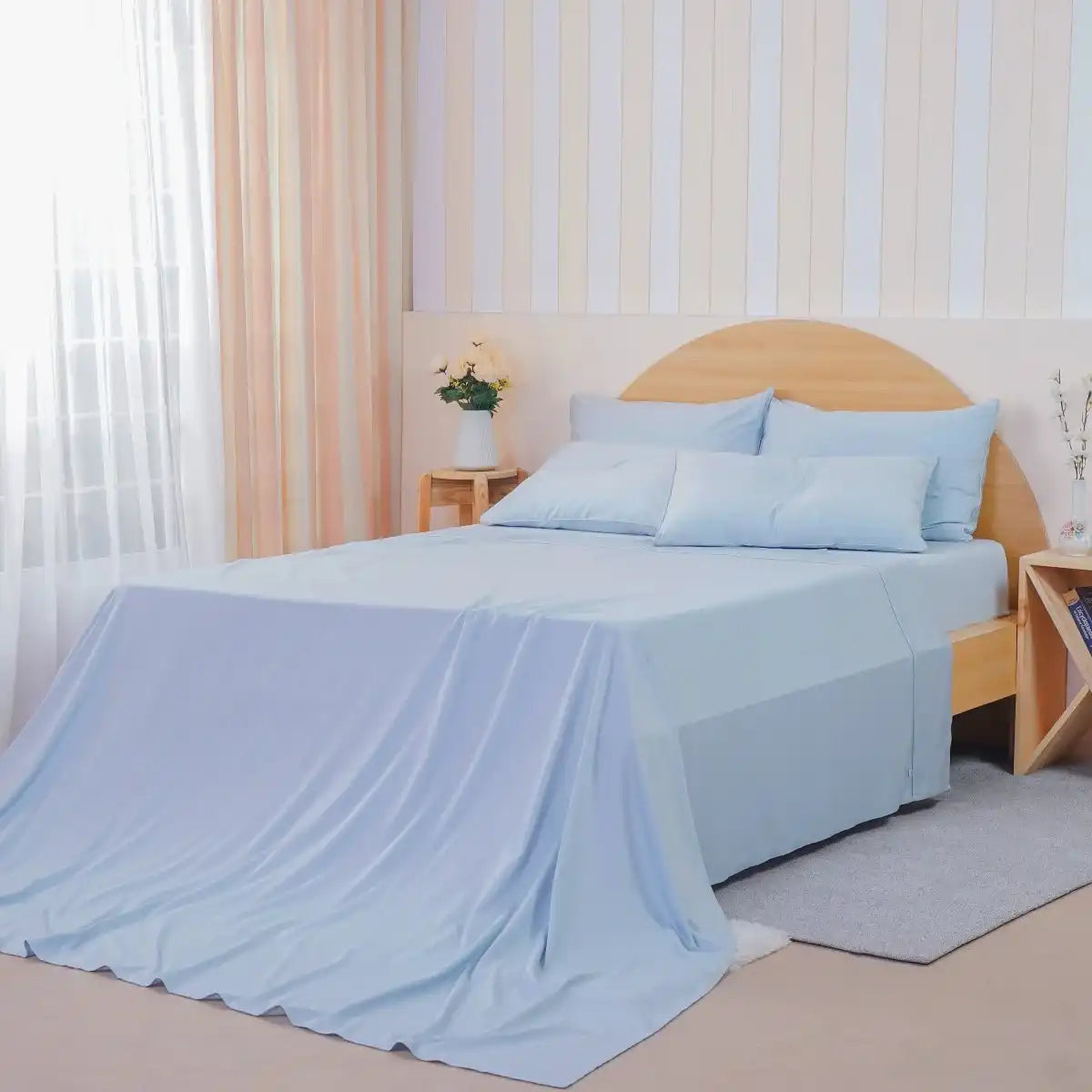 Ackly Bamboo - Sky Blue Flat Sheet