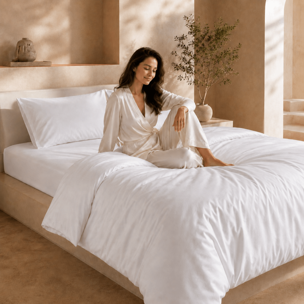 Ackly Bamboo White Full Bedding Set