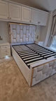 white plush velvet mirror bed frame 