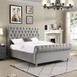 Sofia Sleigh Scroll Upholstered Storage Bed Frame - Heavenlybeds