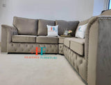 Florence Studded 2c2 Full Back Chesterfield Sofa available in plush chenille