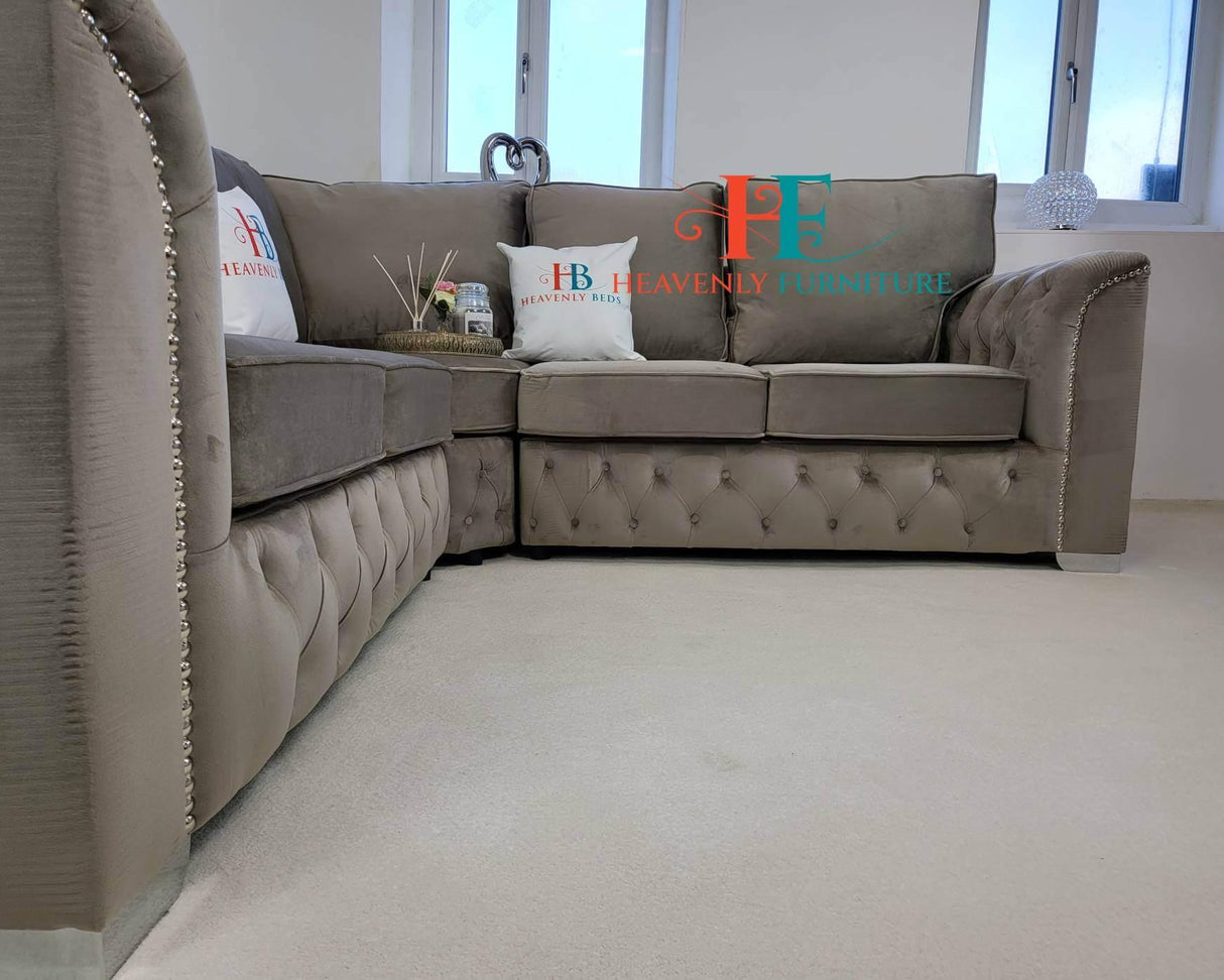 Florence Studded 2c2 Full Back Chesterfield Sofa available in plush chenille