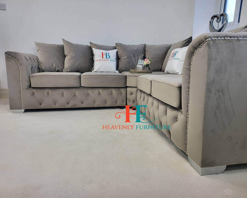 Florence Studded 2c2 Scatter Back Chesterfield Sofa available in plush chenille