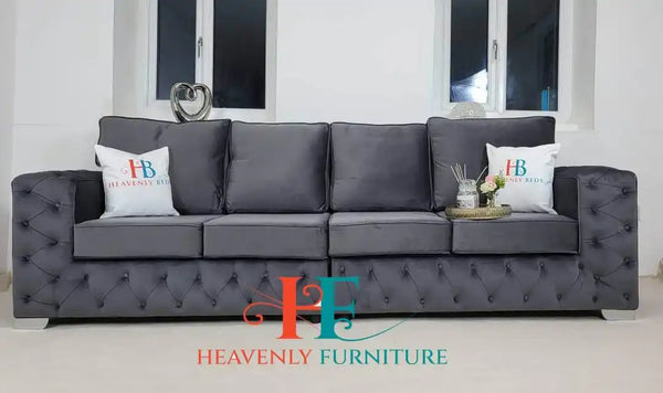 Florence Grey 4 Seater Chesterfield Sofa Fullback Available in 5/6/7 Seater