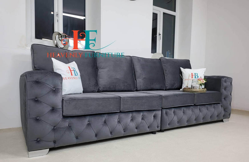 Florence Grey 4 Seater Chesterfield Sofa Fullback Available in 5/6/7 Seater