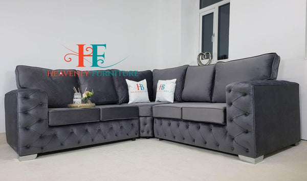Florence Buttoned 2c2 Full Back Chesterfield Sofa available in plush chenille