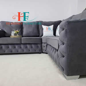 Florence Buttoned 2c2 Full Back Chesterfield Sofa available in plush chenille