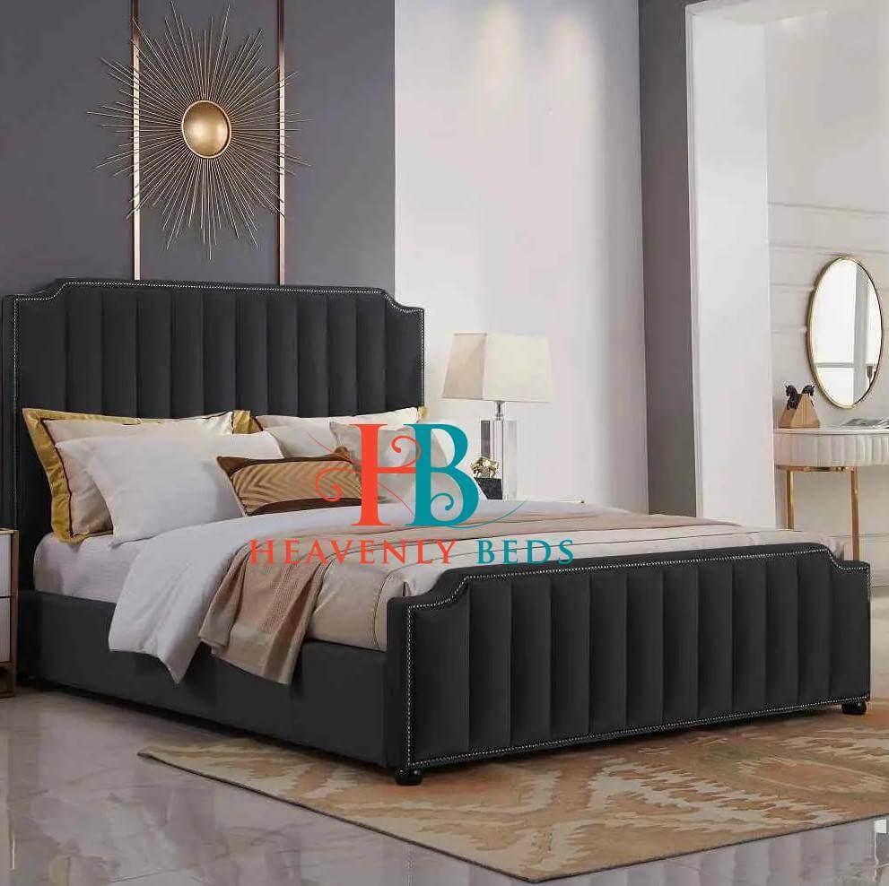 Nora Sleigh Mustard Velvet Bed Frame