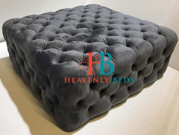 Ariel Square Chesterfield Buttoned Pouffe Footstool
