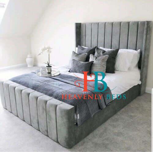 Panel Bed Frame High Footboard Grey Naples