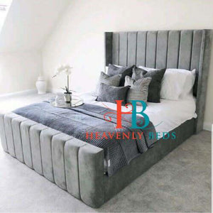Panel Bed Frame High Footboard Grey Naples