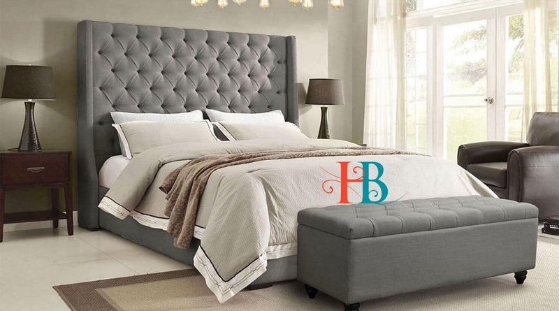 Genavive Grandeur Carved Wingback Bed Frame