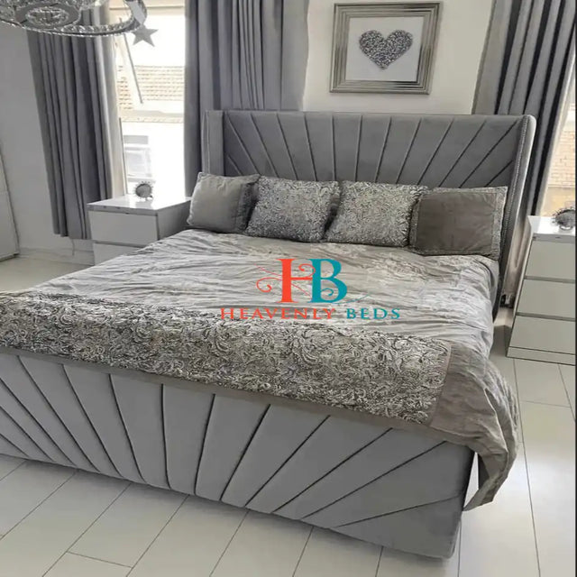 Caspain Wingback Bed Frame With Panel Footboard - Heavenlybeds